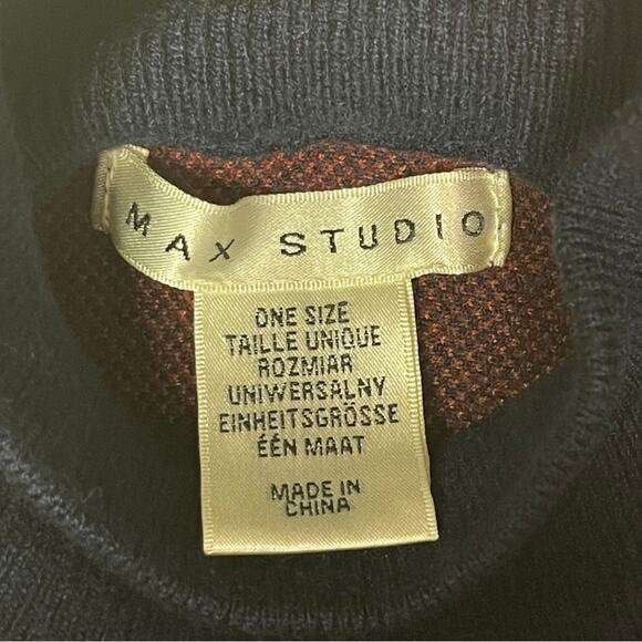 Max Studio short sleeve plaid poncho blue heavy warm cozy sweater one size - Picture 3 of 4